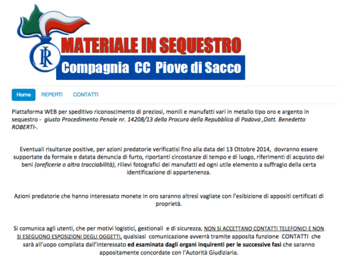 materiale sotto sequestro