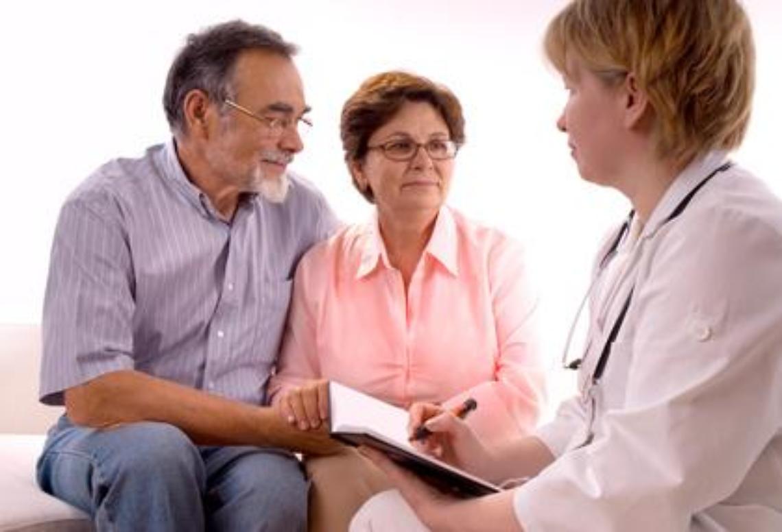 senior couple visiting a doctor
