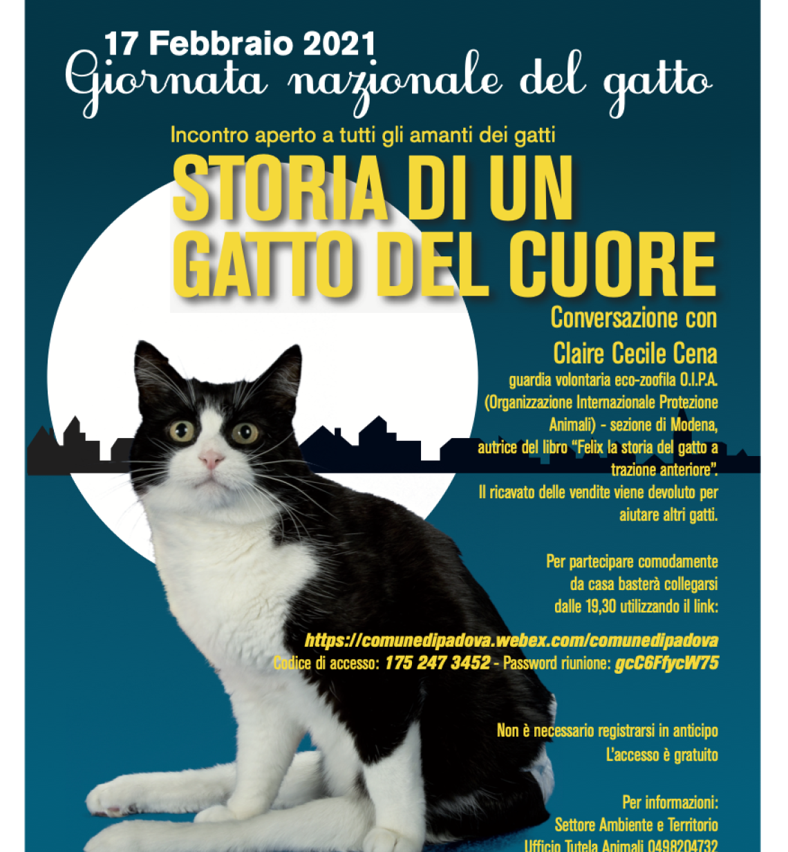Giornata Nazionale del Gatto il 17 febbraio, incontro gratuito online