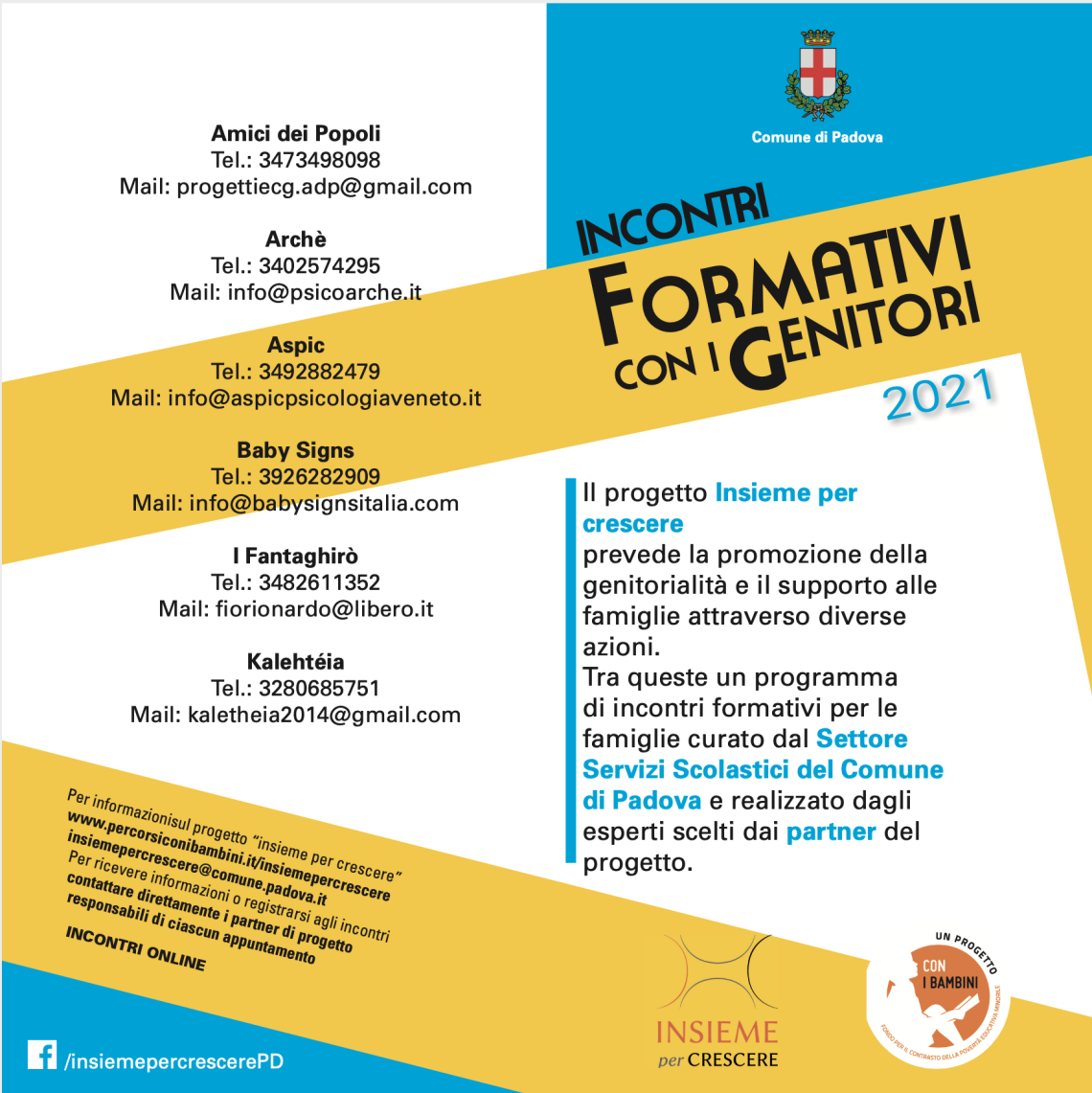 Padova, ripartono gli incontri formativi del progetto “Insieme per crescere”