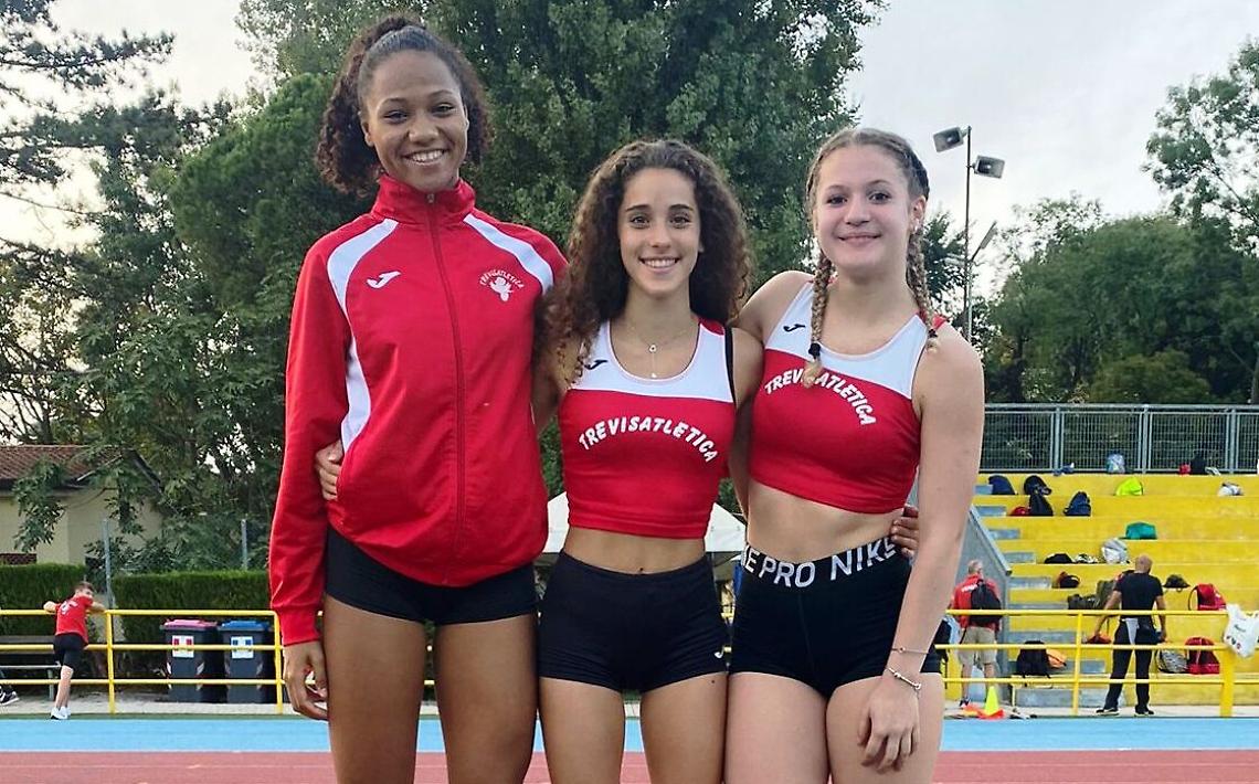 Trevisatletica_da sinistra, le cadette Agbortabi, Buso e Nalesso