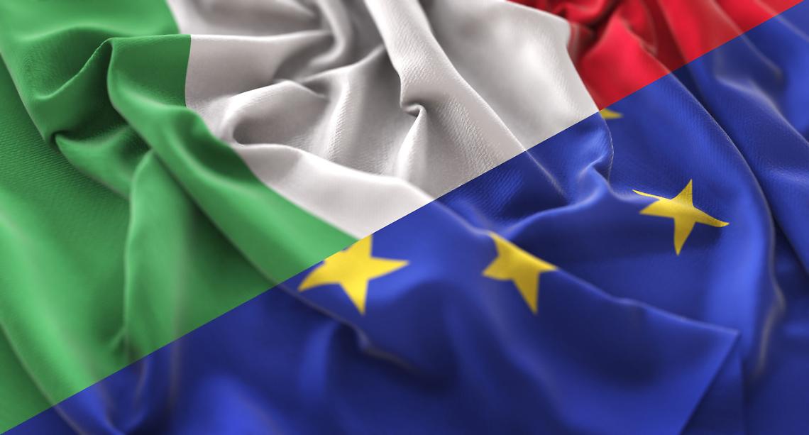 Italy Flag Ruffled Beautifully Waving Macro Close-Up Shot
