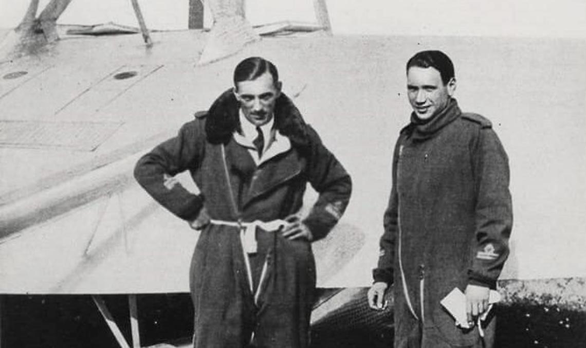 Bottrighe, a sx Umberto Maddalena durante l'impresa per la conquista del baltico nel 1920