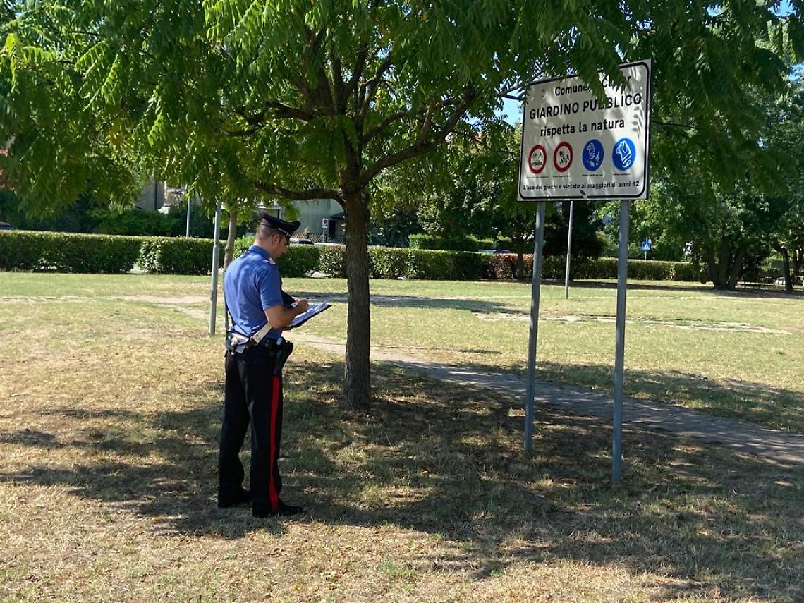Carabinieri in un parco (archivio)