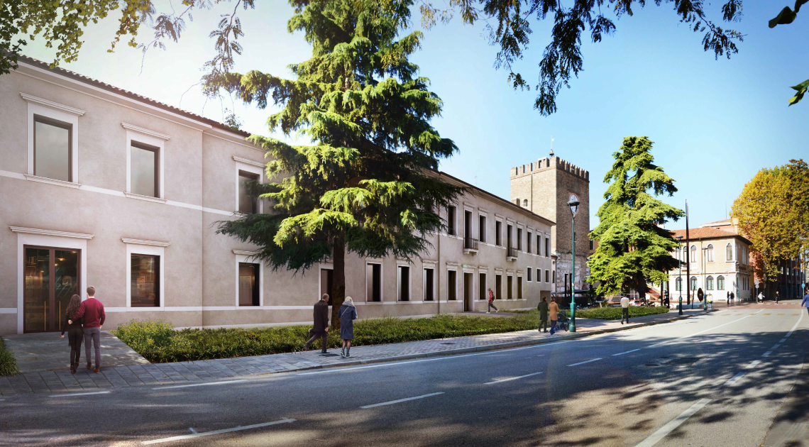 Rendering_vista del fronte principale su via Pio X