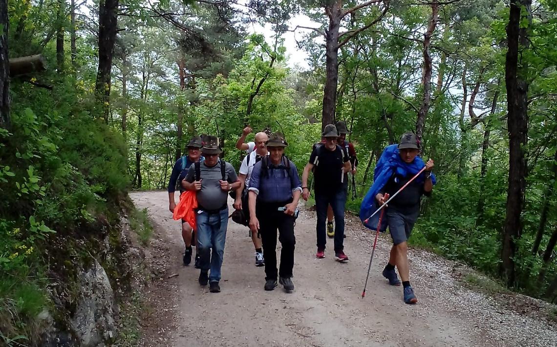 Il gruppo alpini di Preganziol nelle precedenti camminate verso l'Adunata