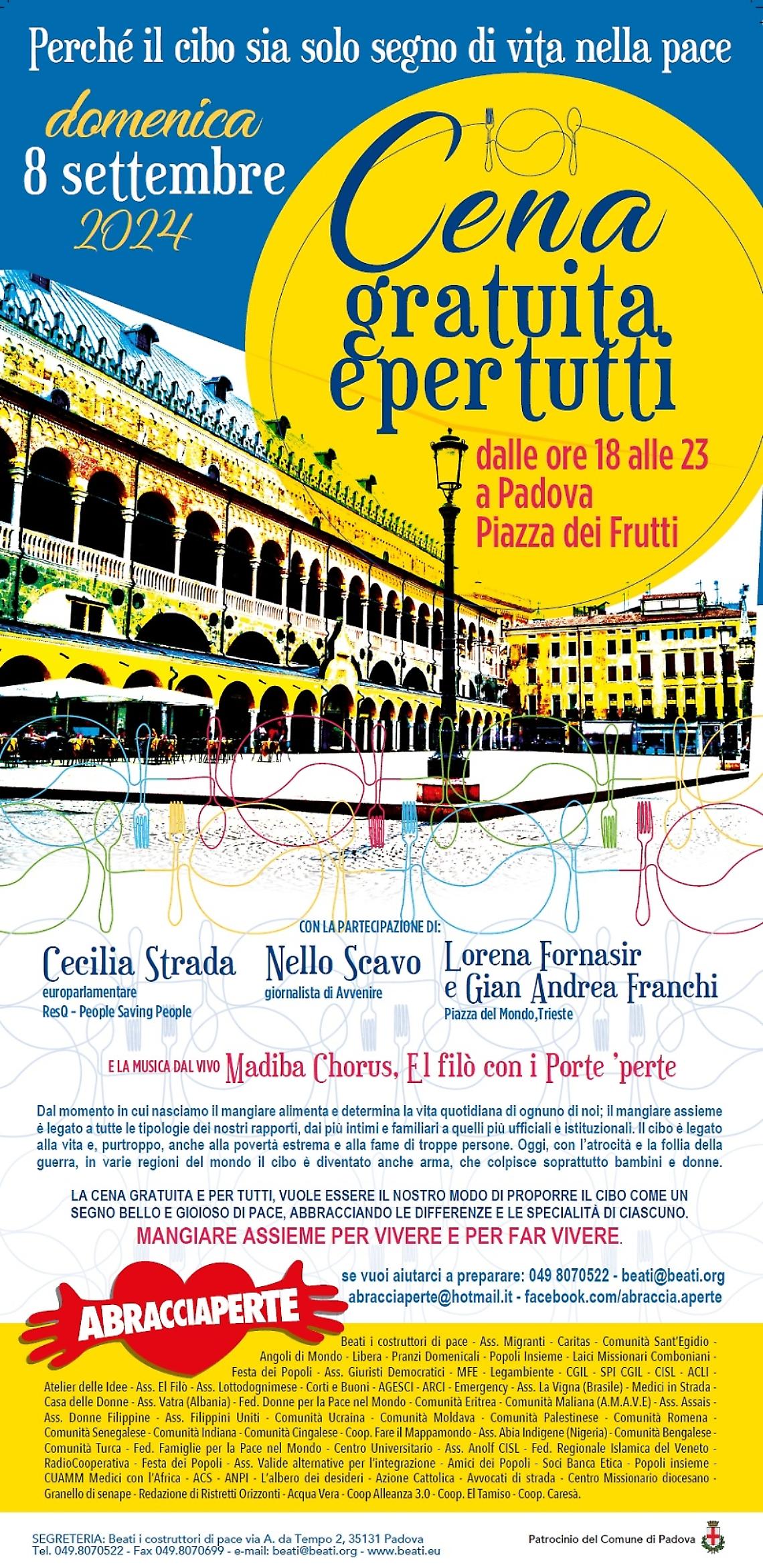 Torna la ''Cena gratuita e per tutti'' in Piazza dei Frutti