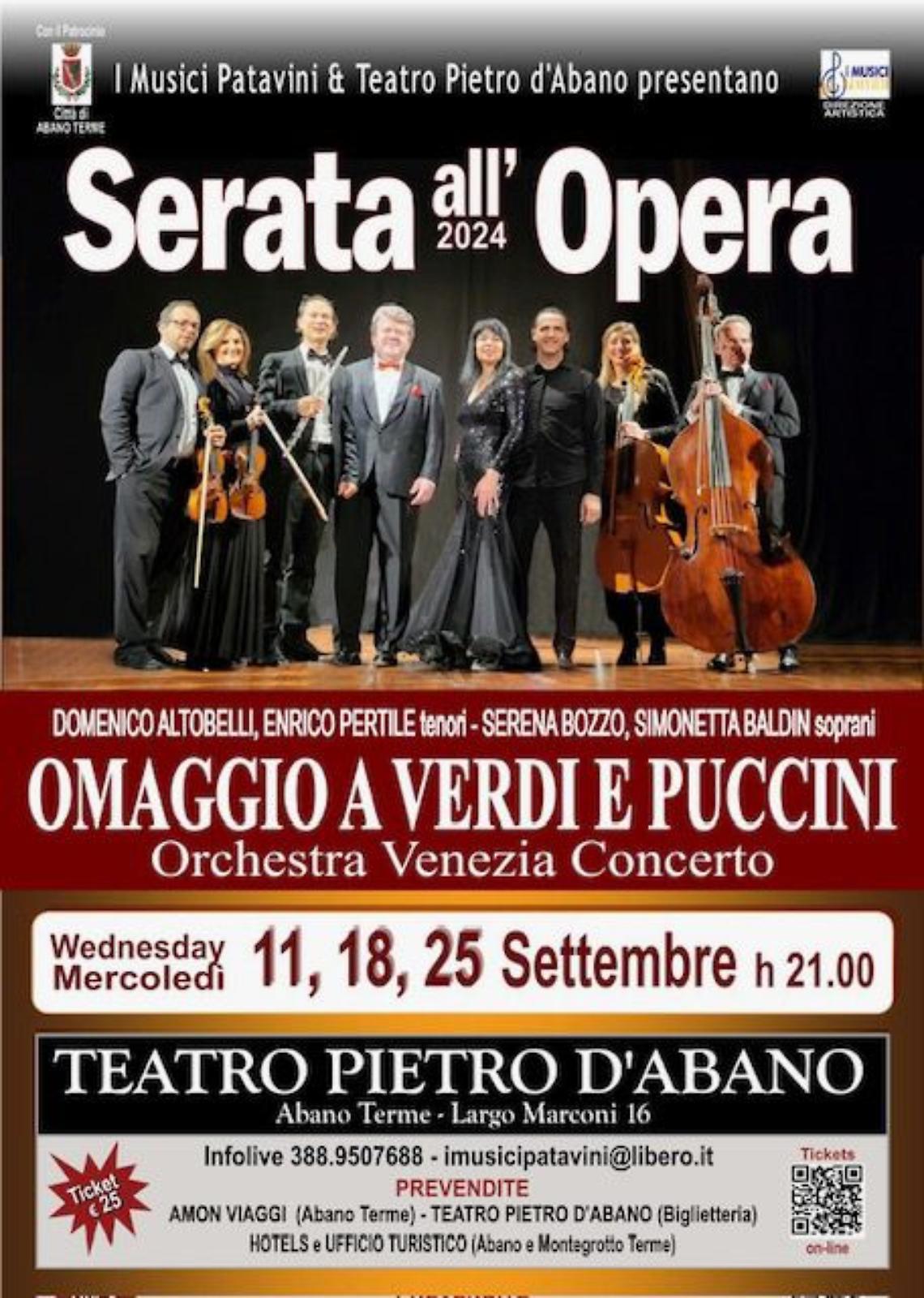 Tornano i Musici Patavini al Teatro Pietro d’Abano con “Serata all’Opera”