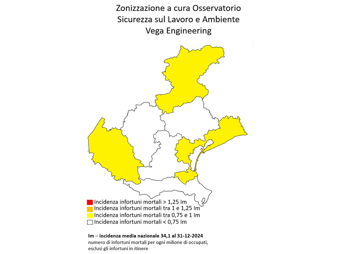 La mappa degli incidenti mortali sul lavoro in Veneto