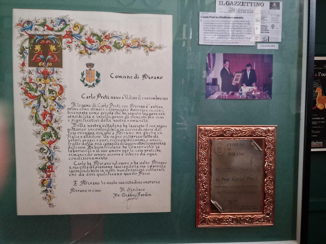 Mirano, una via per il grande artista Carlo Preti