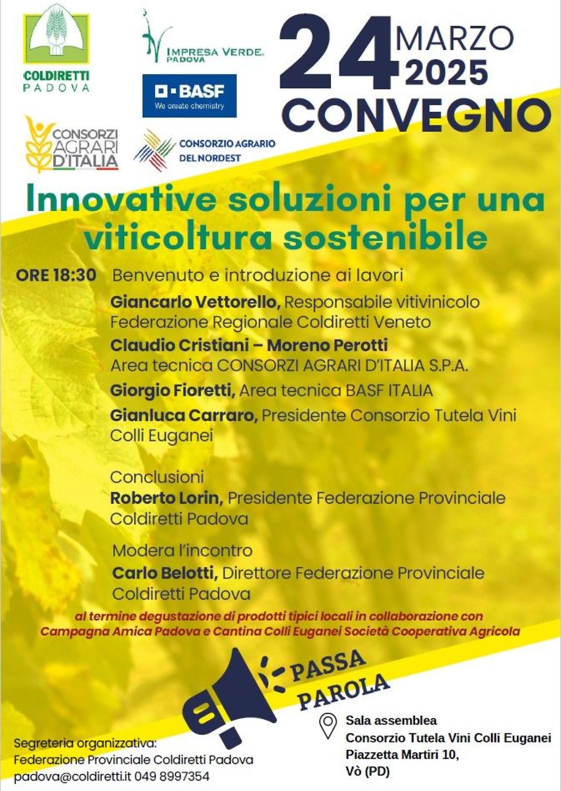 Innovative soluzioni per una viticoltura sostenibile: Coldiretti Padova incontra gli imprenditori a Vo’