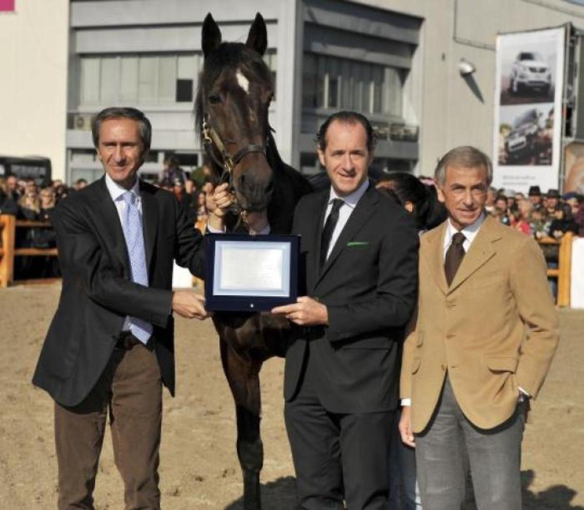 Zaia con Giordano e il cavallo Varenne alla fiera equestre di Verona nel 2009