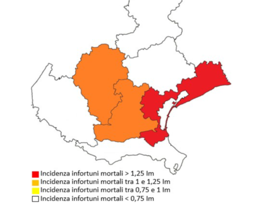 Mappa degli incidenti mortali di Padova, Vicenza e Venezia