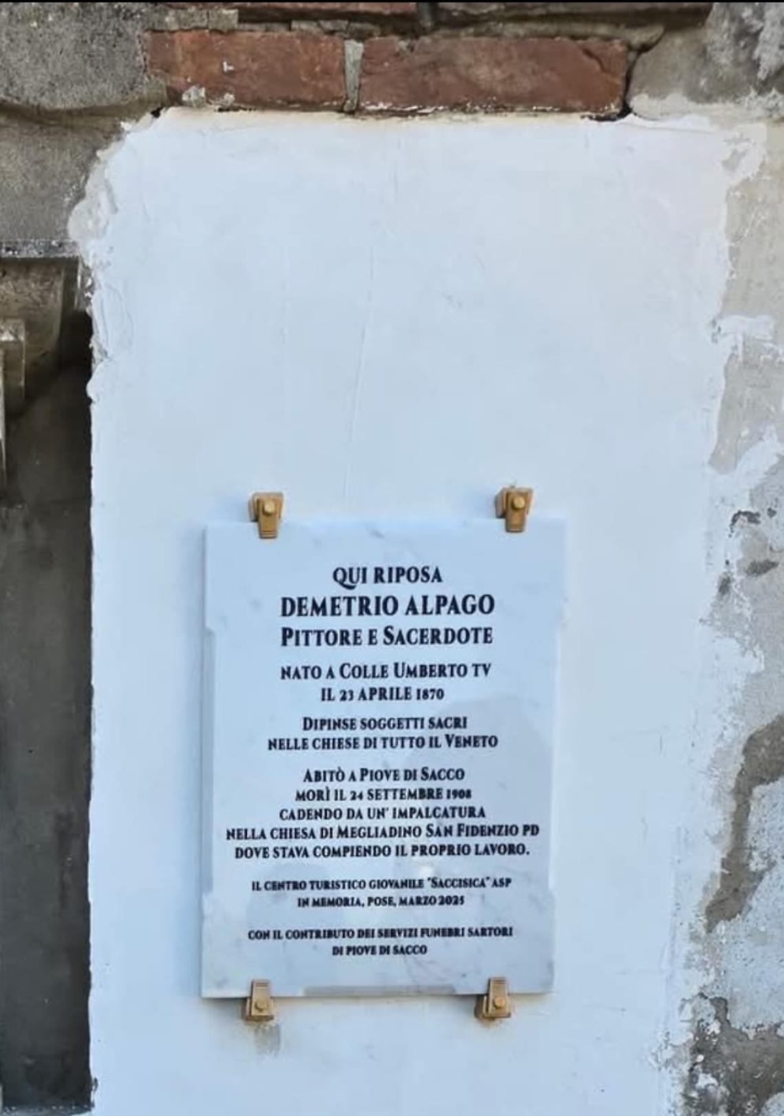 PIOVE DI SACCO lapide demetrio alpago