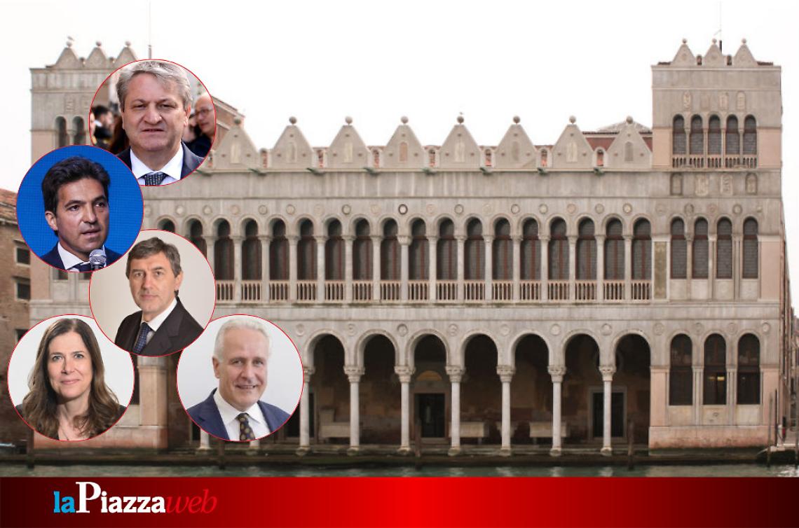 Da in alto a sinistra, Roberti, Acquaroli, Marsilio, Todde e Giani