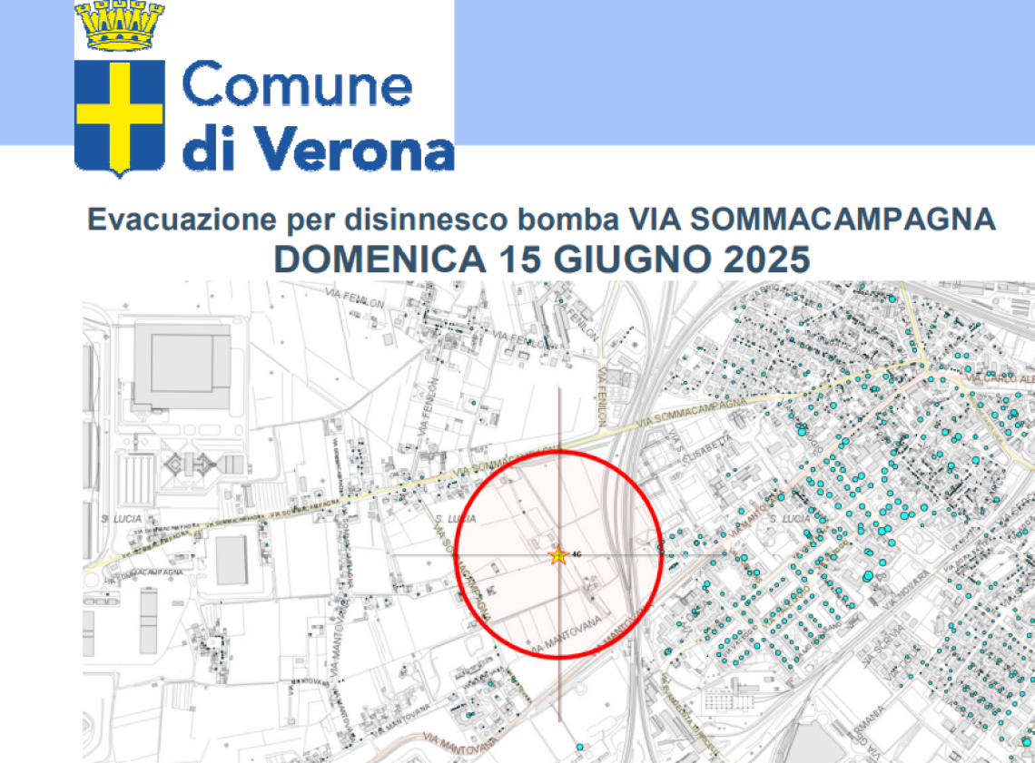 L'area di intervento nei pressi di via Sommacampagna