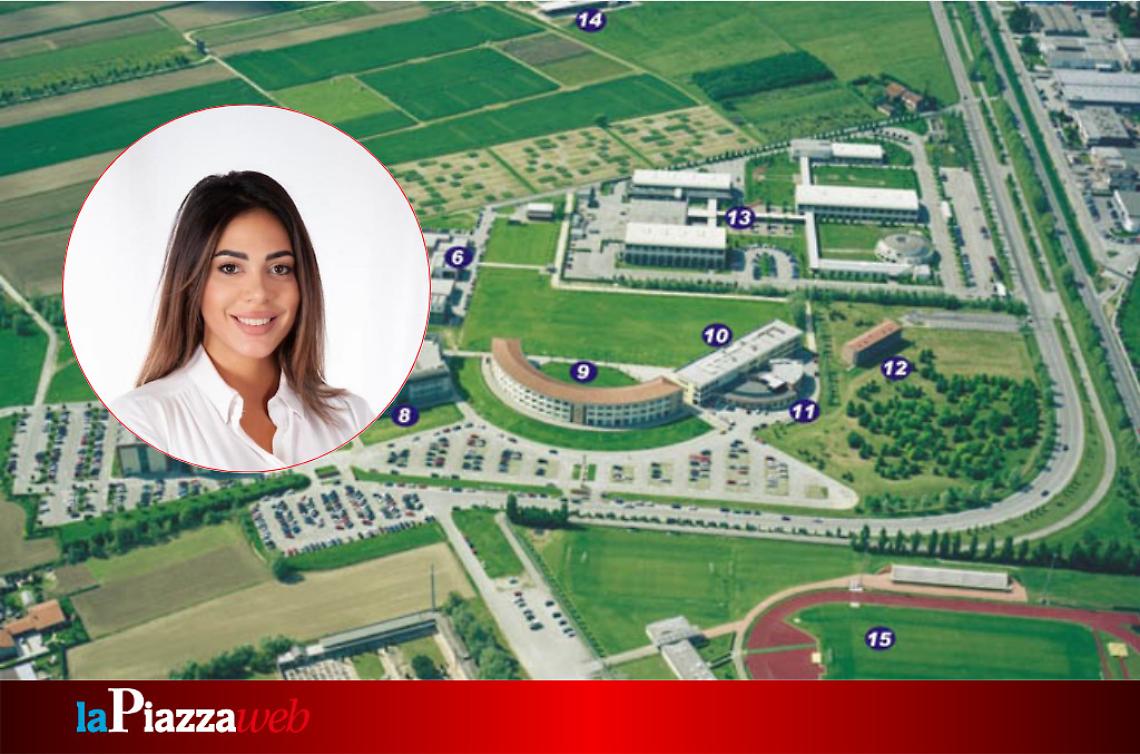 L'Assessore regionale alla Formazione e Istruzione, Valeria Mantovan. Sullo sfondo il campus di Agripolis