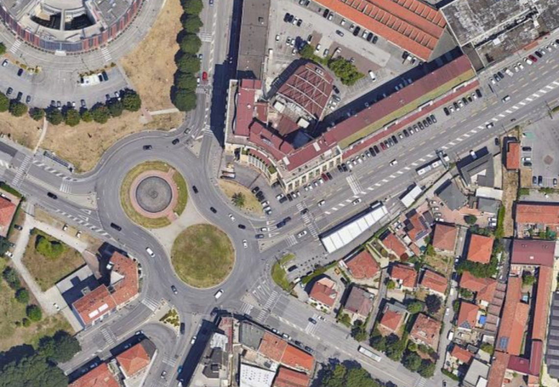 Vista aerea della Stanga, una delle rotonde più iconiche di Padova