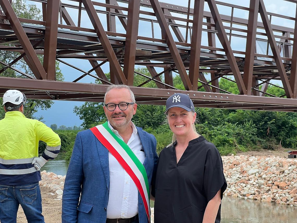 Nuova passerella sul Fratta a Pressana, De Berti: “Un passo avanti verso un corridoio verde strategico per la mobilità sostenibile”