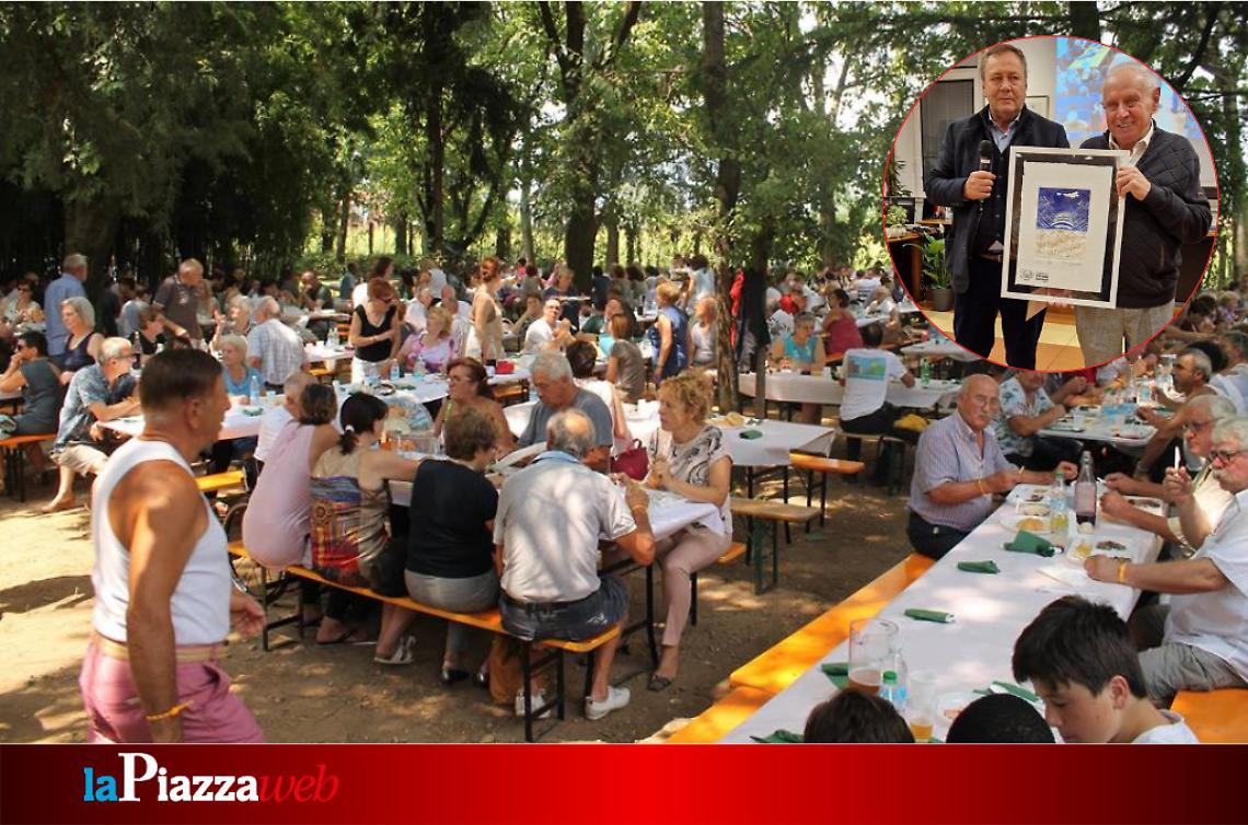 Masello e Castellan. Sullo sfondo, foto dello scorso raduno