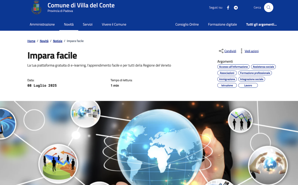 Villa del Conte. Presentate le nuove funzionalità del sito per cittadini e collaboratori