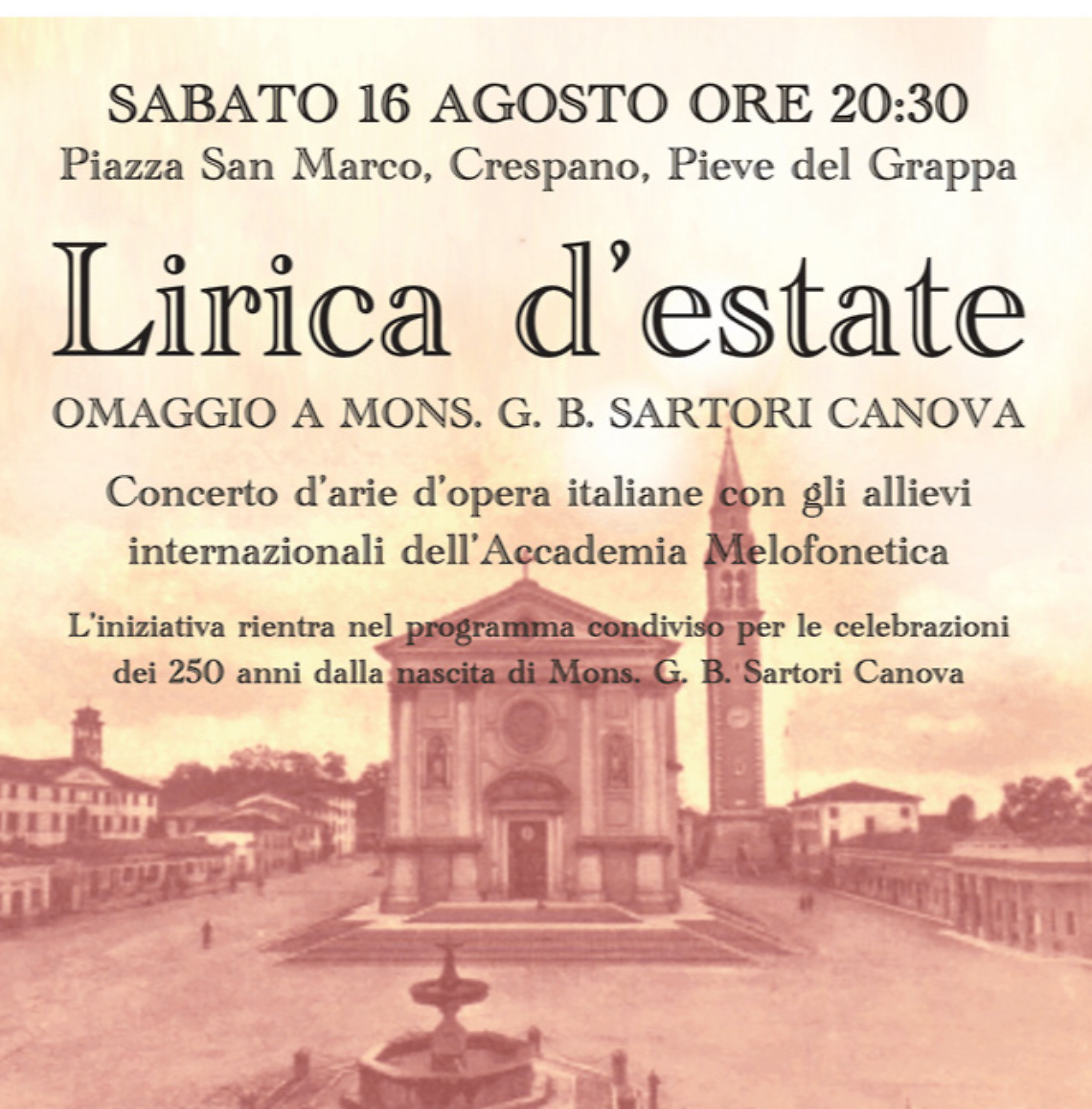 A Pieve del Grappa la lirica rende omaggio a Monsignor Sartori Canova