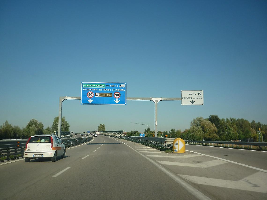 L'uscita 12 della tangenziale di Padova