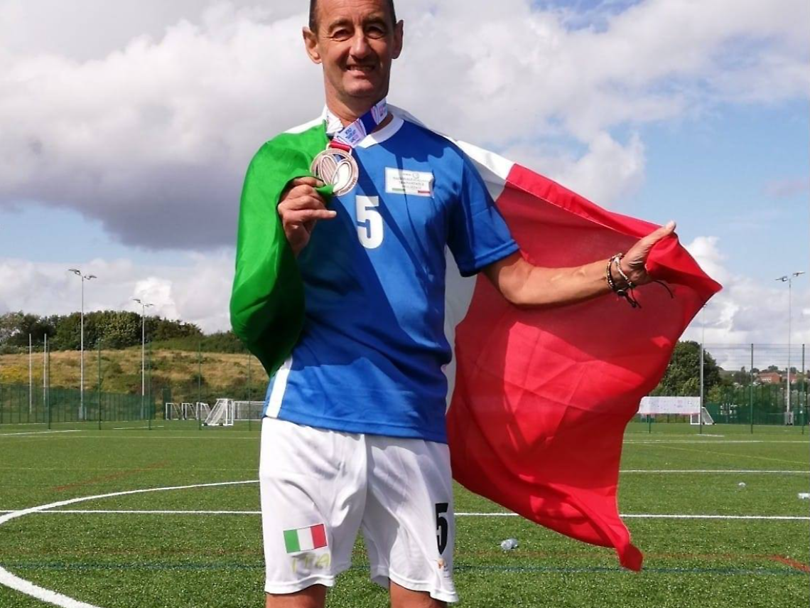 Daniele Dorizzi nel 2019, fresco vincitore del bronzo nel calcio a 6 per trapiantati