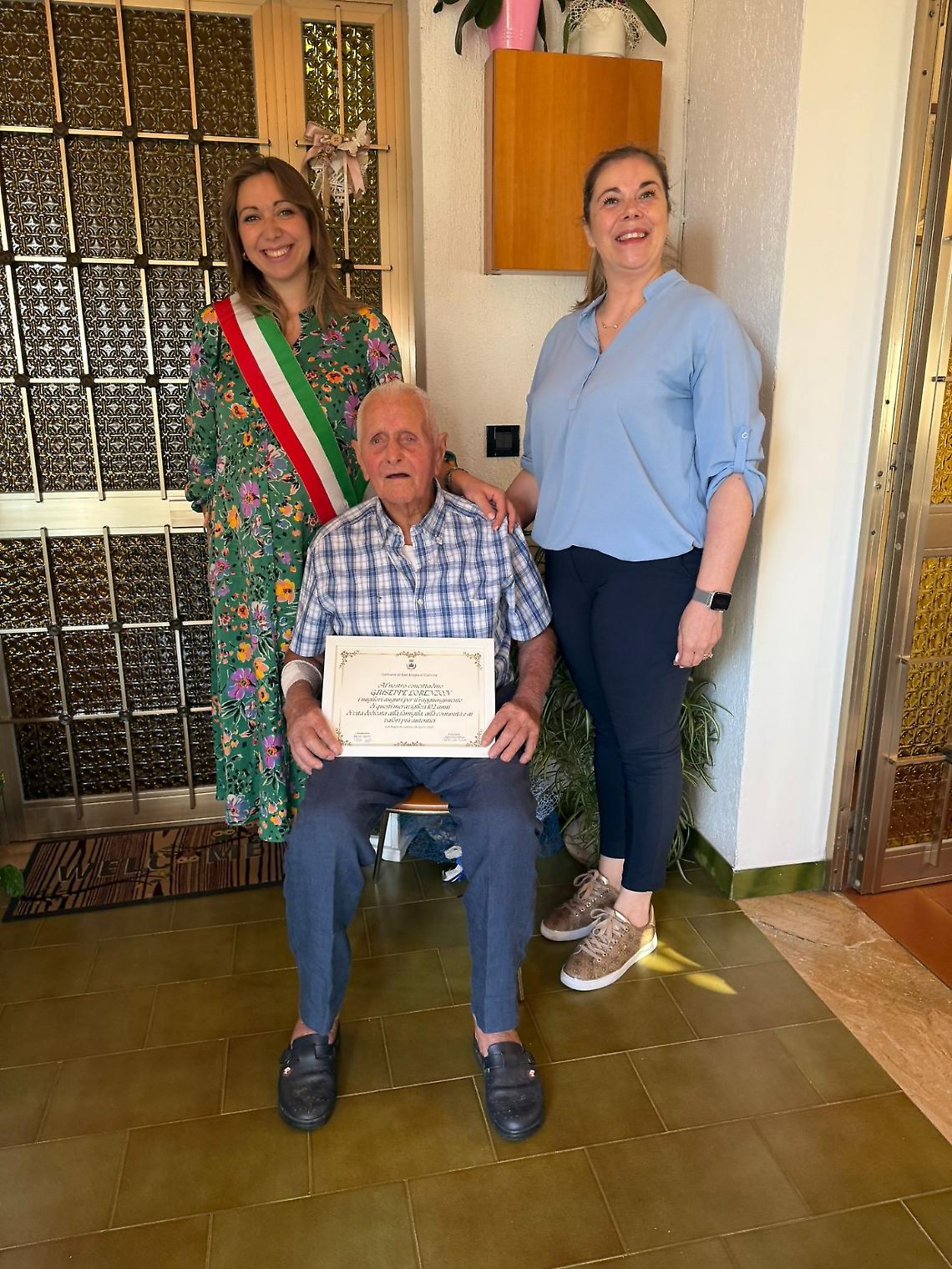 San Biagio di Callalta celebra Giuseppe Lorenzon: 102 anni di saggezza, lavoro e famiglia