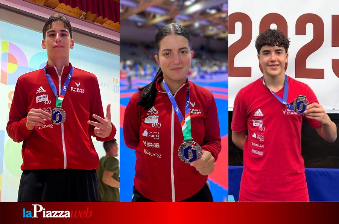 Da sinistra, Antonio, Carlotta e Giacomo della Germinal Sport Target di Castelfranco