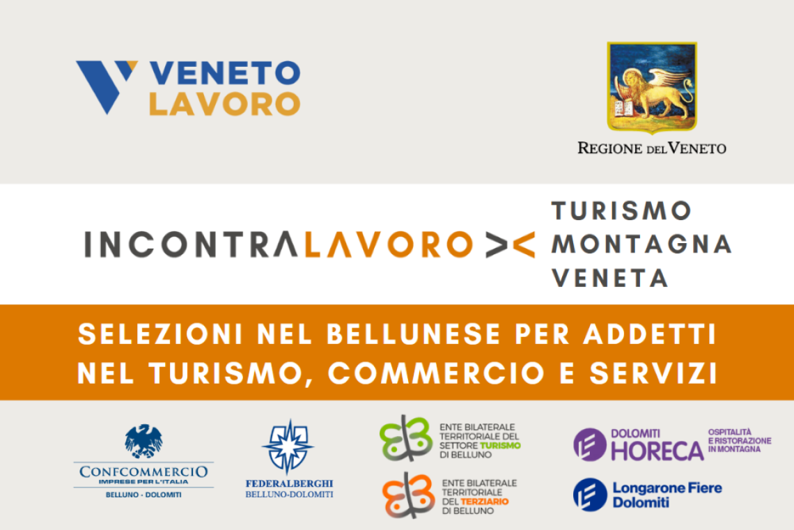 "IncontraLavoro Turismo Montagna Veneta": al via la ricerca di personale per la stagione invernale