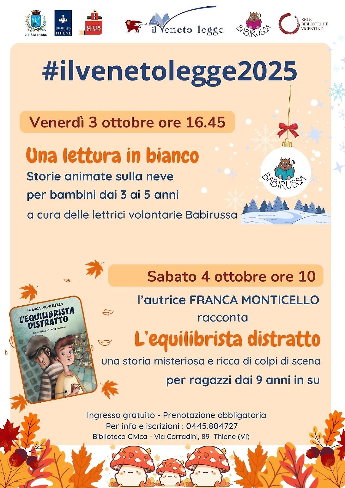 La Biblioteca Civica di Thiene protagonista della Maratona regionale di Lettura "Il Veneto Legge"