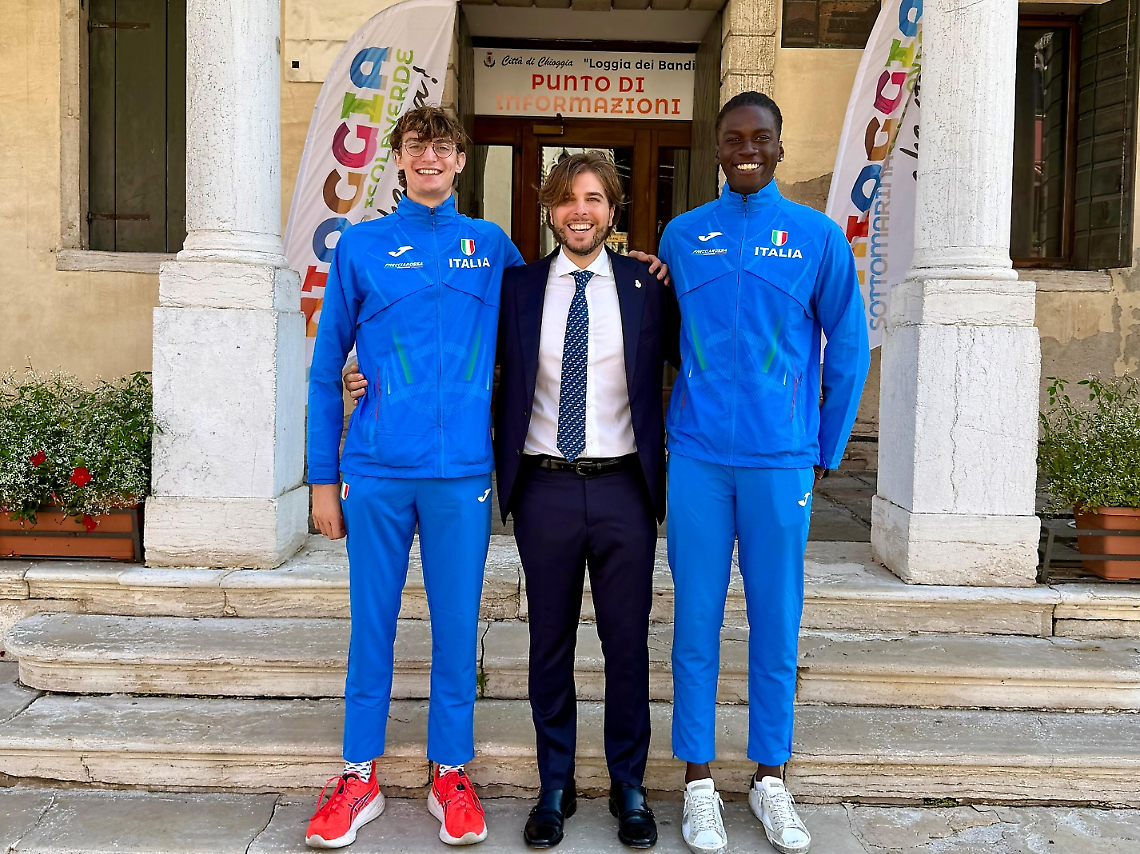 Federico Celebrin e David Gauze Desiba con l’assessore allo Sport Riccardo Griguolo