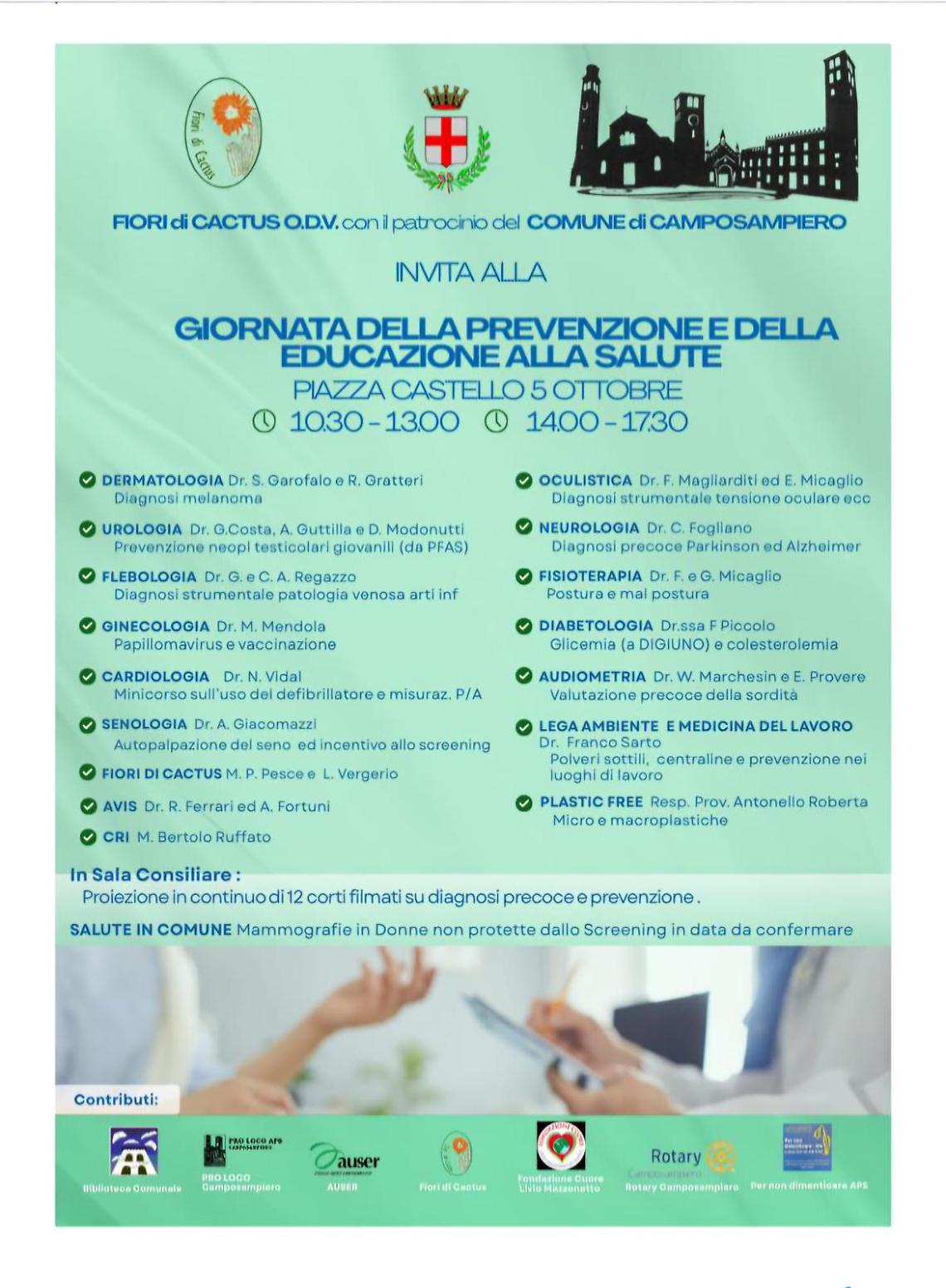 Camposampiero, Giornata della Prevenzione: medici specialisti in piazza il 5 ottobre