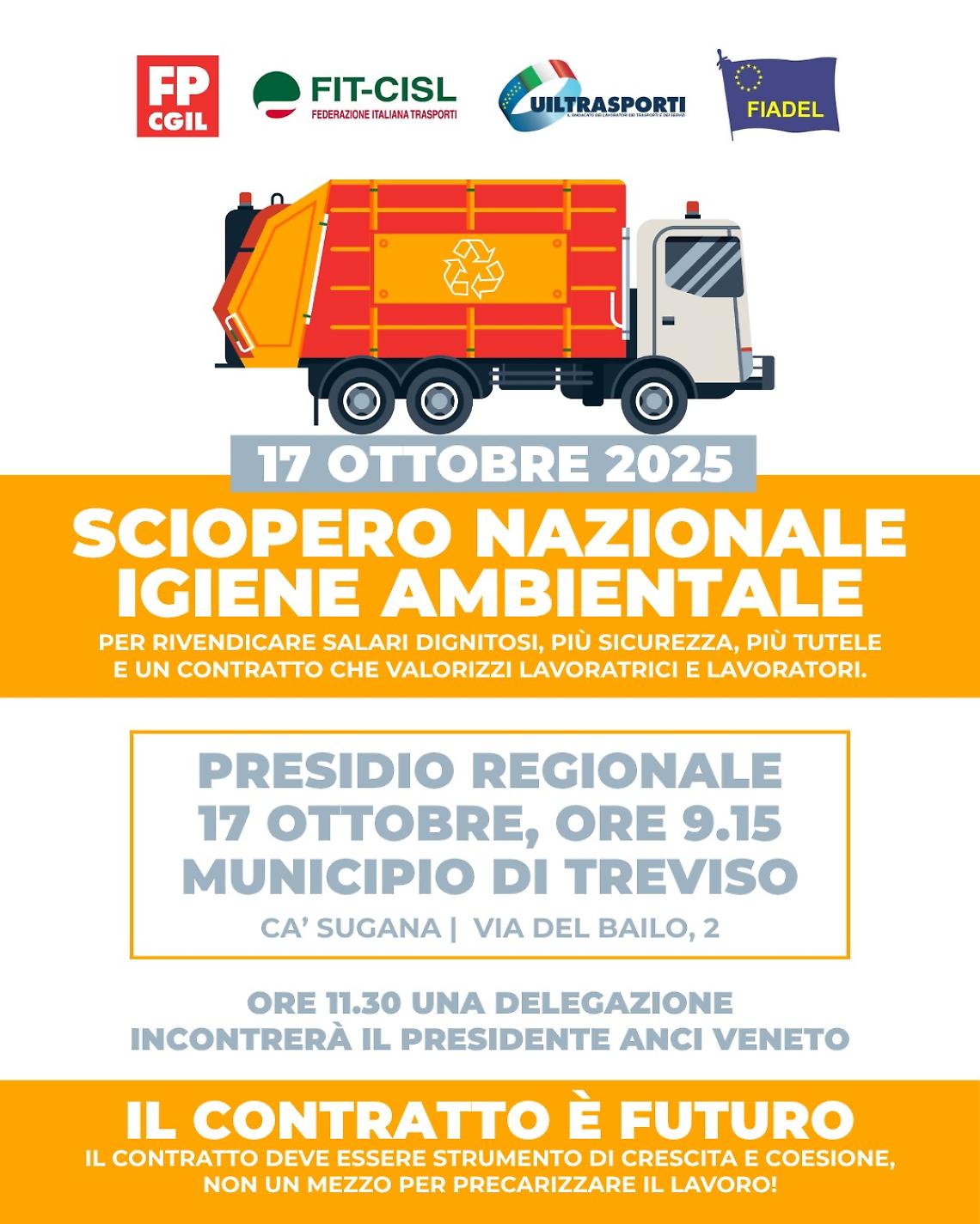 Veneto, sciopero dei lavoratori dell’igiene ambientale: contratto fermo da 10 mesi, mobilitazione il 17 ottobre