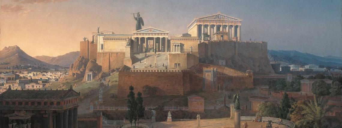 Ricostruzione dell'Acropoli e dell'Areopago di Atene, Leo von Klenze, 1846, olio su tela. Neue Pinakothek, Monaco (Germania)