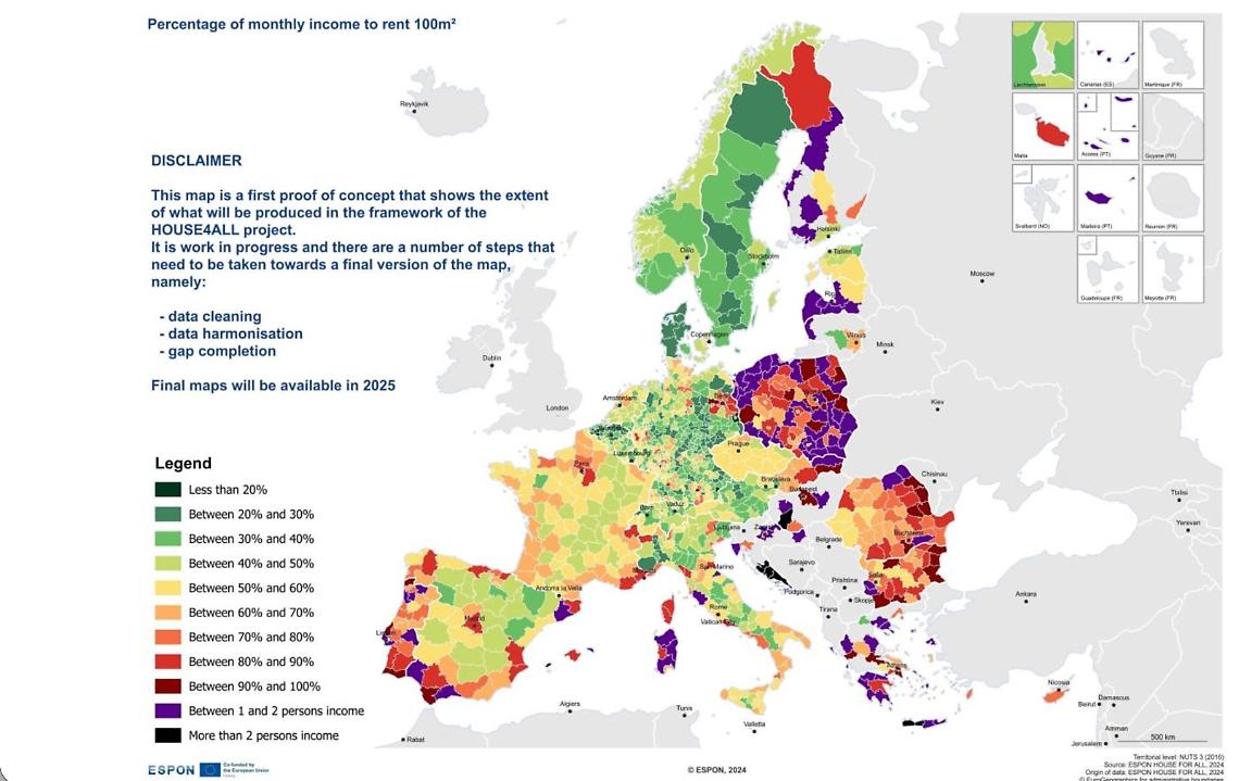 Infografica del rapporto tra stipendi e affitti in Europa