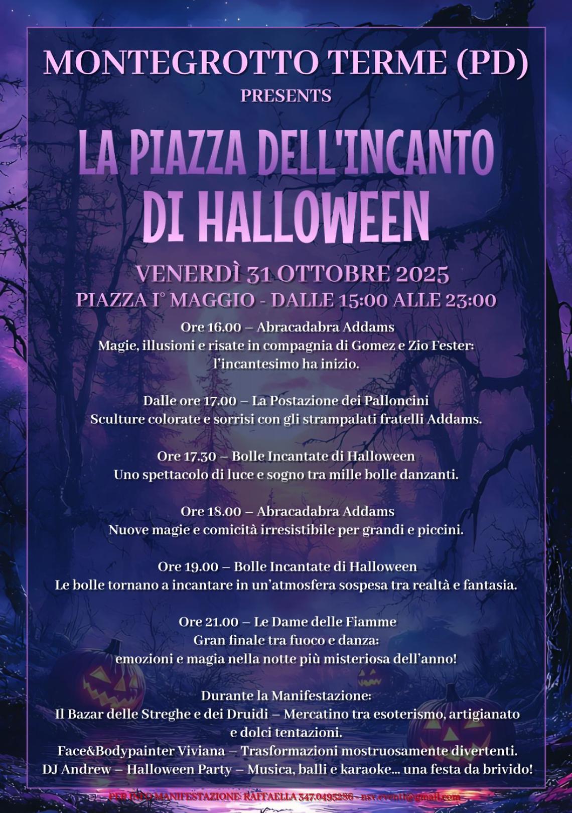 Montegrotto Terme si tinge di magia per Halloween: spettacoli, fuoco e divertimento in piazza