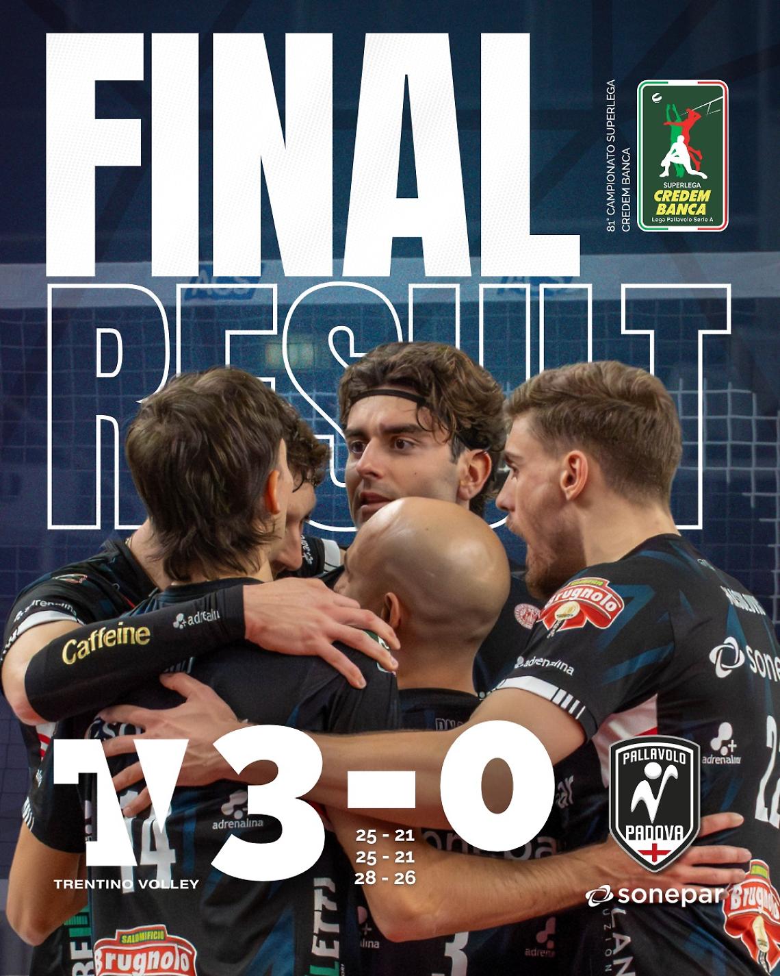 Trento inaugura la stagione alla BTS Arena con un 3-0 su Padova