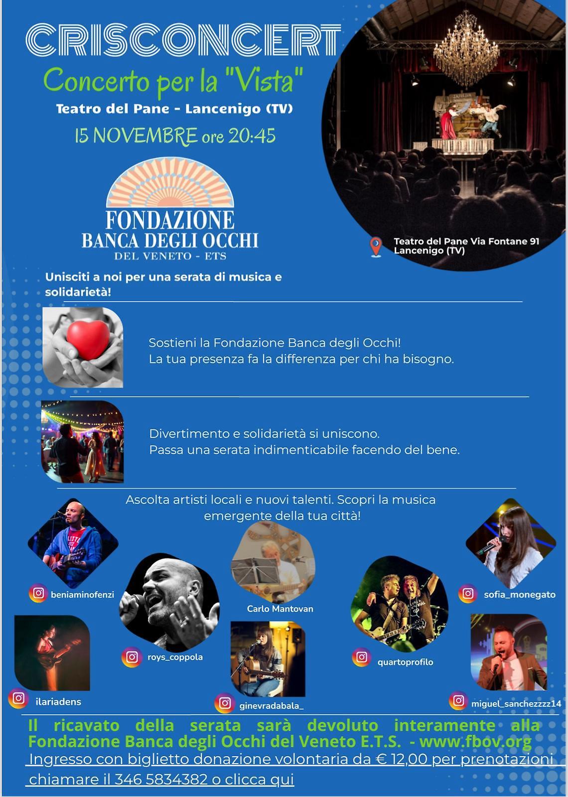 Lancenigo, musica e solidarietà si incontrano: il 15 novembre il “Concerto per la Vista” al Teatro del Pane