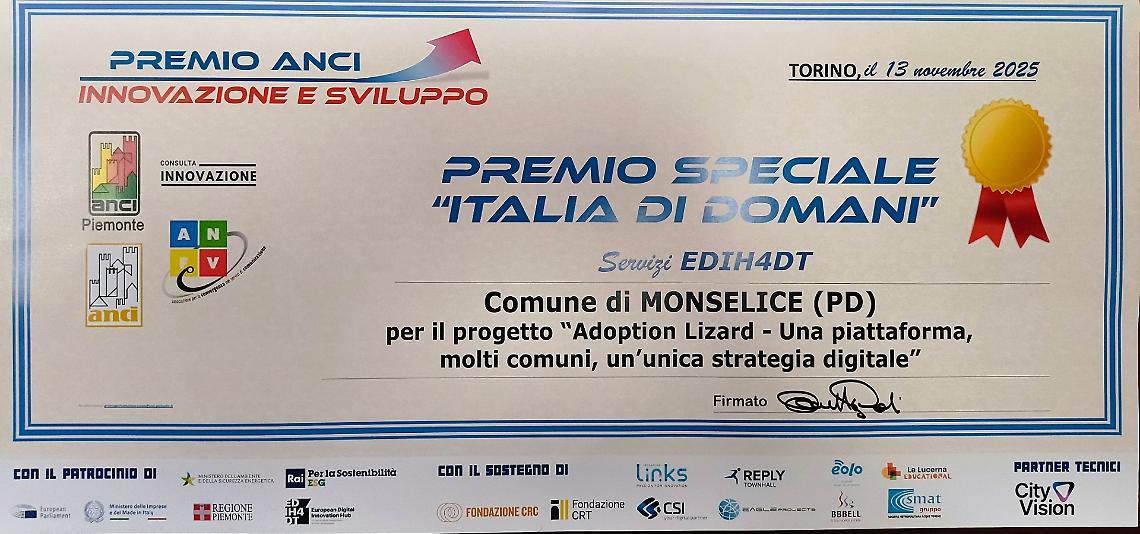 Monselice eccelle nella trasformazione digitale: vince il premio “Italia di Domani