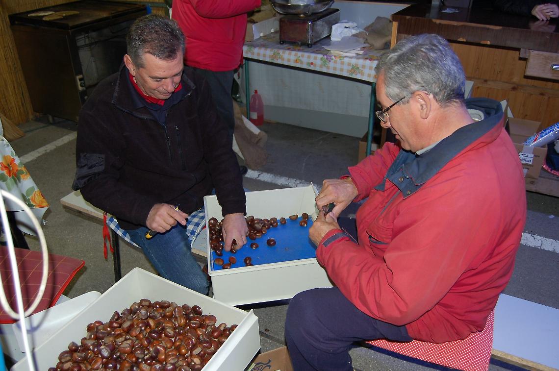 Bottrighe, i volontari durante la castagnata