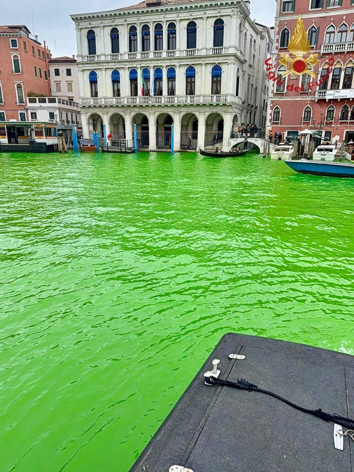 Macchia verde nel Canal Grande: allarme sotto il Ponte di Rialto