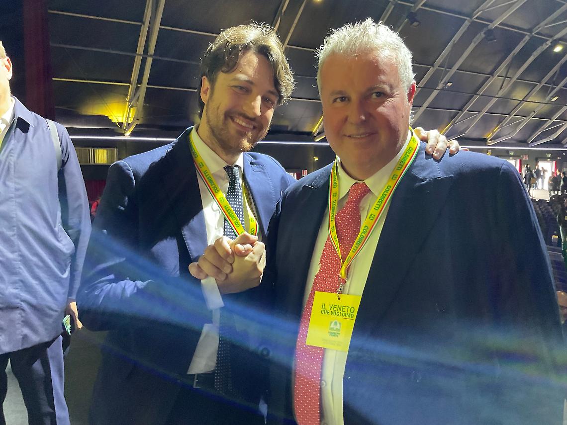 Il presidente di Coldiretti Treviso Giorgio Polegato con il neo-eletto governatore Alberto Stefani