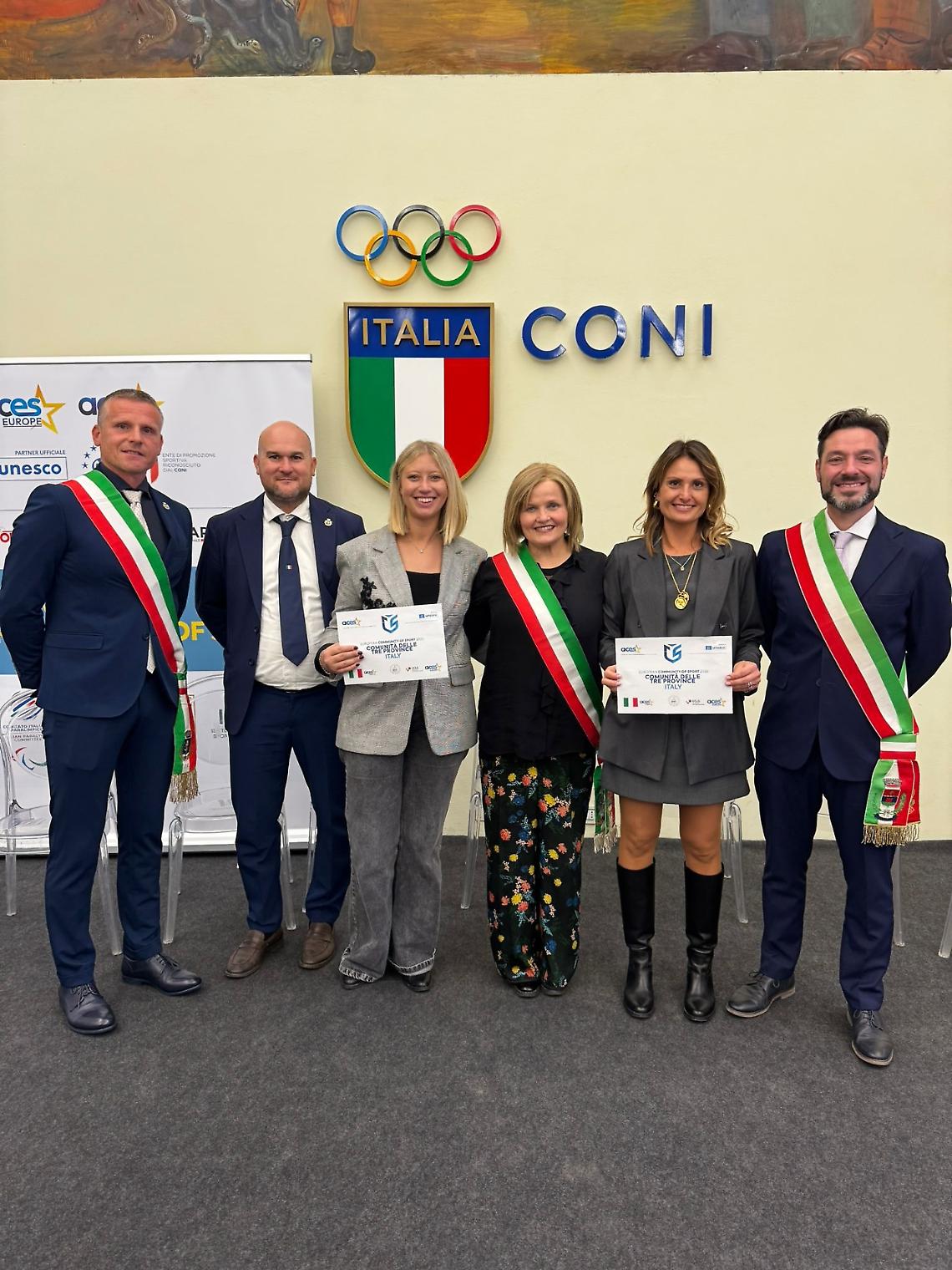 Martellago, consegnato dal CONI a Roma il riconoscimento di Comunit&agrave; Europea dello Sport