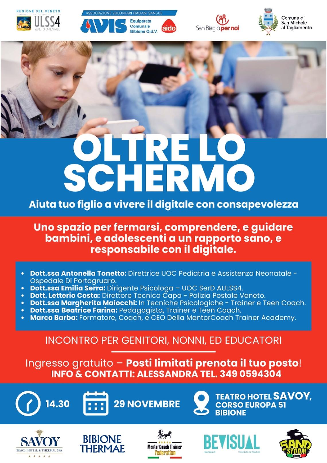 “Oltre lo Schermo”: a Bibione un incontro per guidare bambini e adolescenti verso un uso consapevole del digitale