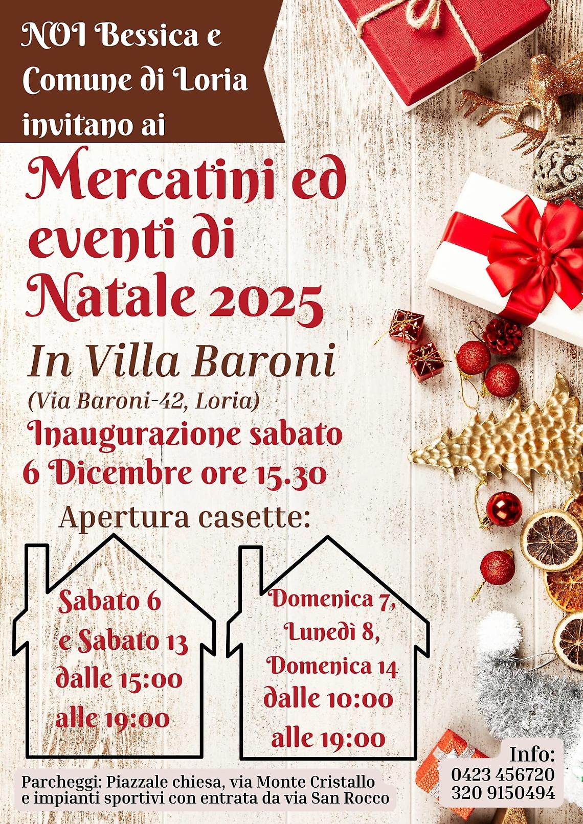 Natale a Loria: mercatini, musica e laboratori per grandi e piccini
