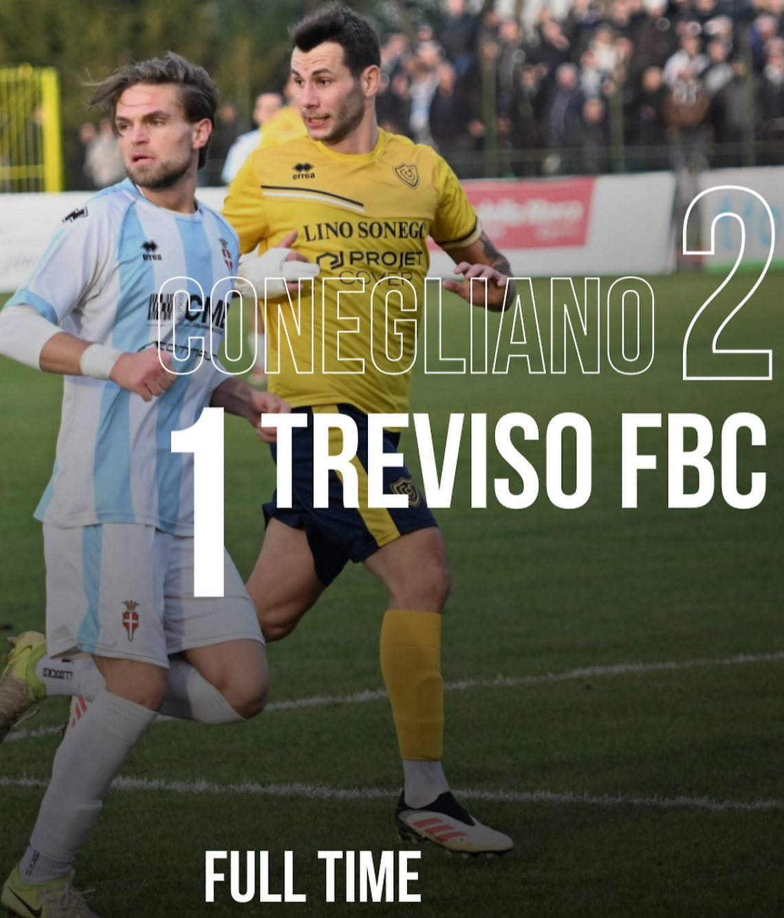 Derby del Piave amaro per il Treviso: il Conegliano vince 2-1