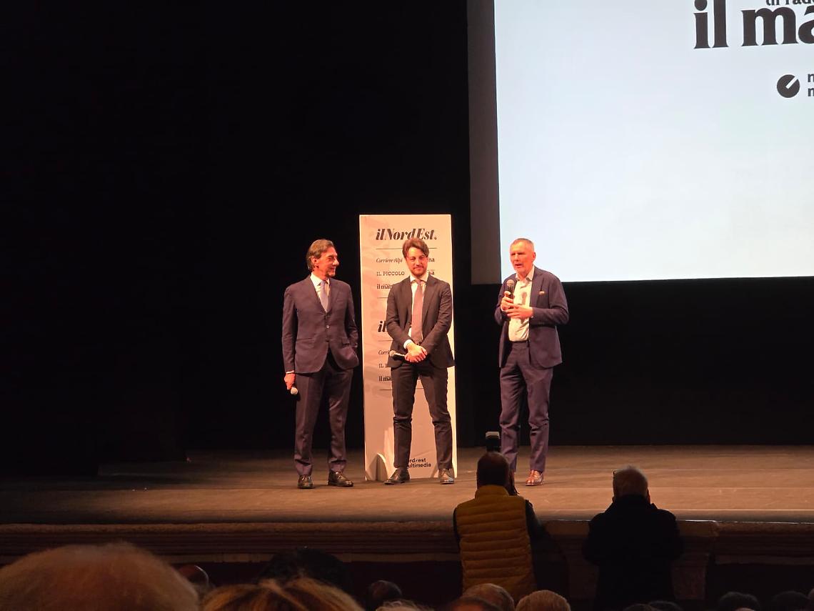 Da sinistra, il sindaco Giordani, Alberto Stefani e Paolo Possamai