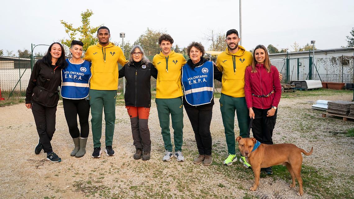 Hellas Verona al Rifugio: i giocatori in campo per cani e gatti